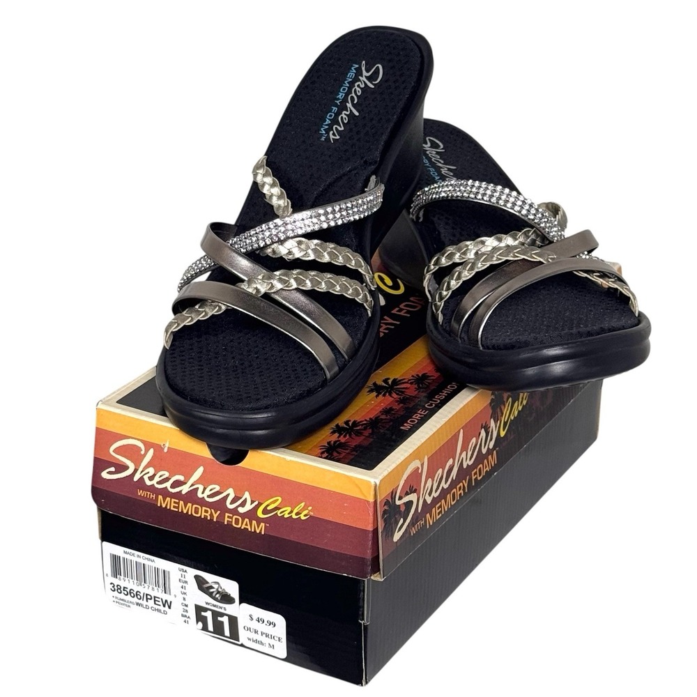 Skechers Cali Rumblers - Wild Child Womens Slip On Sandal Pewter US Size‎ 11